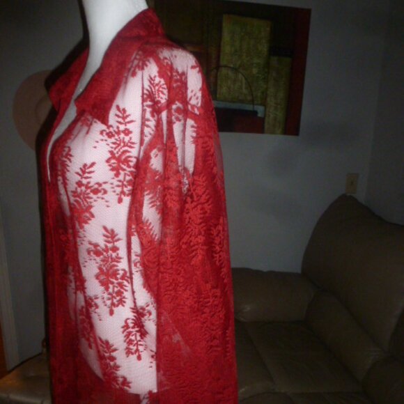 Plus Size Vintage Lace Button-Down Tunic Top –Estimated 22W–24W (2X) - Picture 3 of 8